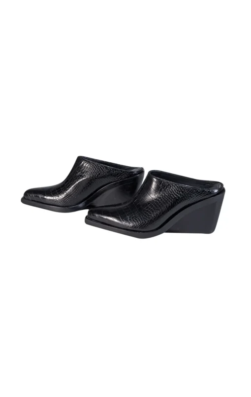 Rag & Bone - Black Croc Embossed Leather Mules Sz 7