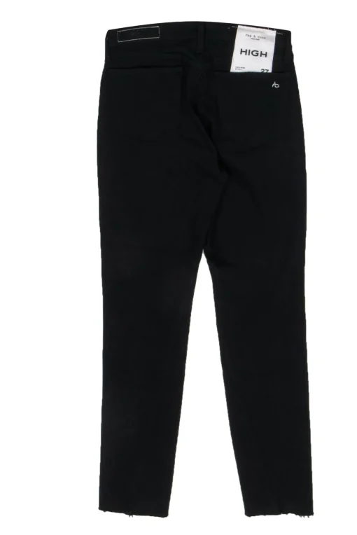 Rag & Bone - Black Frayed Hem Skinny Jeans w/ Zipper Detail Sz 27