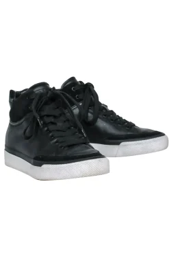Rag & Bone - Black Leather & Suede High Top Platform Sneakers Sz 6.5