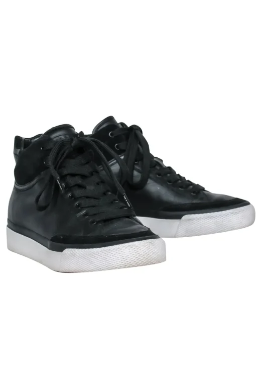 Rag & Bone - Black Leather & Suede High Top Platform Sneakers Sz 6.5