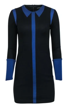 Rag & Bone - Black Long Sleeve Color Block Midi Sheath Dress Sz 0