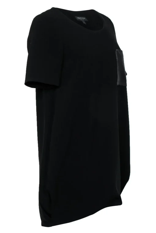 Rag & Bone - Black Shift Mini Dress w/ Leather Pocket Sz S