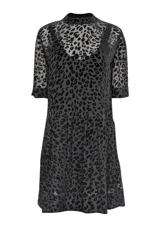 Rag & Bone - Black Short Sleeve Mock Neck Drop Waist Dress Sz S