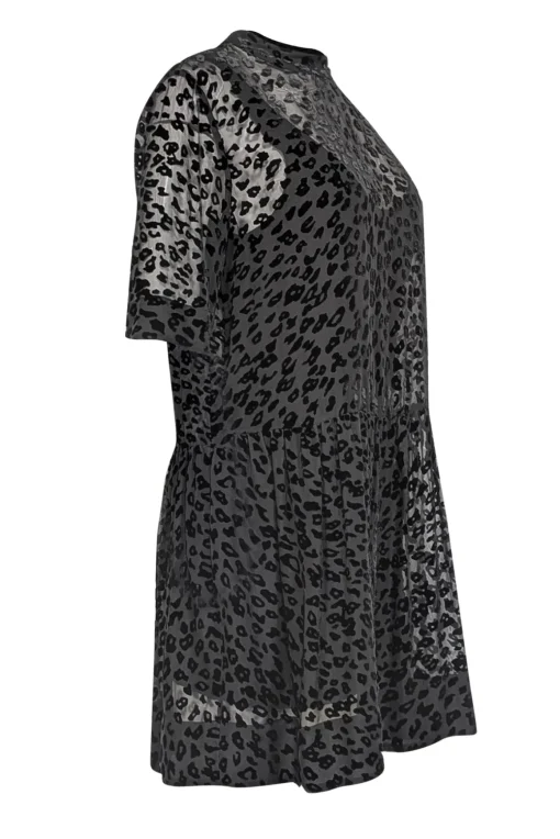 Rag & Bone - Black Short Sleeve Mock Neck Drop Waist Dress Sz S