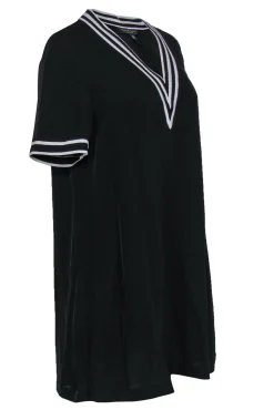 Rag & Bone - Black Short Sleeve Shift Dress w/ Striped Trim Sz XS