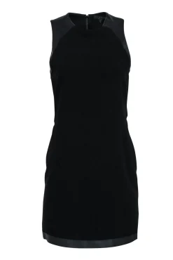 Rag & Bone - Black Sleeveless Faux Leather Trim Detail Dress Sz 4