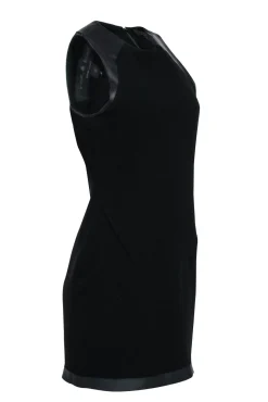 Rag & Bone - Black Sleeveless Faux Leather Trim Detail Dress Sz 4