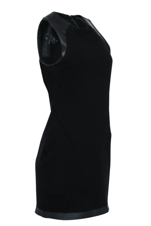 Rag & Bone - Black Sleeveless Faux Leather Trim Detail Dress Sz 4