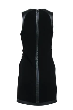 Rag & Bone - Black Sleeveless Faux Leather Trim Detail Dress Sz 4