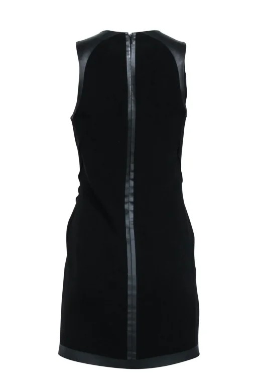Rag & Bone - Black Sleeveless Faux Leather Trim Detail Dress Sz 4