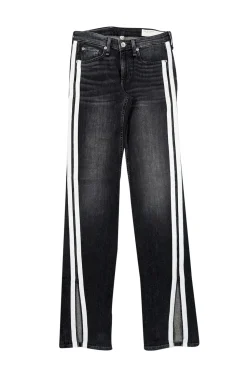 Rag & Bone - Black Wash Mid Rise Side Stripe Flared Jeans Sz 00