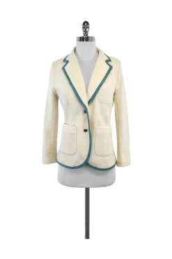Rag & Bone - Cream & Teal Accent Wool Blazer Sz S
