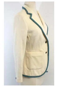 Rag & Bone - Cream & Teal Accent Wool Blazer Sz S