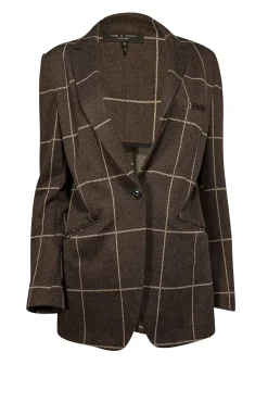 Rag & Bone - Dark Brown & Beige Check Knit Blazer Sz 6