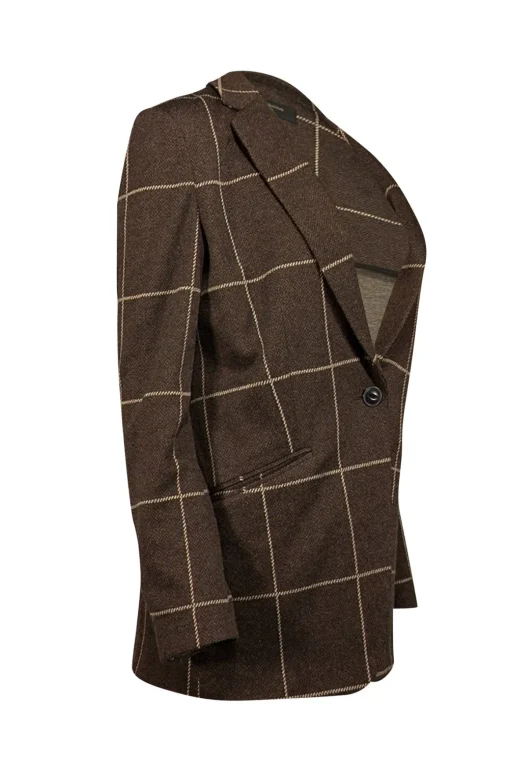 Rag & Bone - Dark Brown & Beige Check Knit Blazer Sz 6