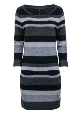 Rag & Bone - Grey & Black Stripe Wool Knit Dress Sz M