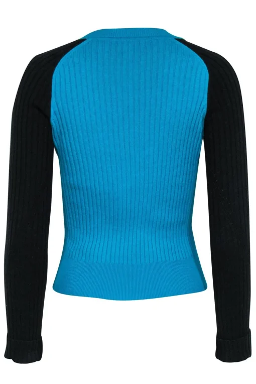 Rag & Bone - Ivory, Teal, & Black Colorblock "Navaya" Crewneck Sweater Sz S