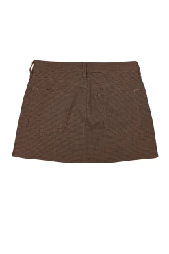 Rag & Bone - Light Brown w/ Maroon Houndstooth Pattern Mini Skirt Sz 6