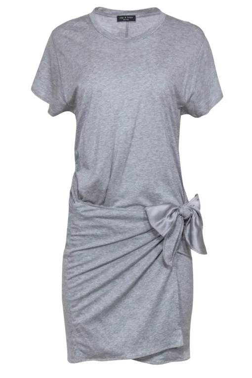 Rag & Bone - Light Grey Short Sleeve T-Shirt-Style Wrap Dress Sz