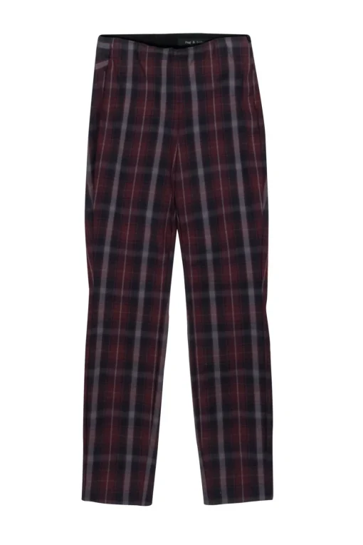 Rag & Bone - Maroon & Navy Plaid Skinny Pants Sz 0