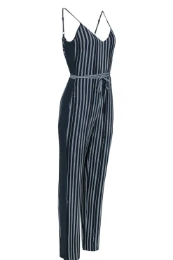 Rag & Bone - Navy & White Striped Sleeveless Jumpsuit w/ Tie Sz 0