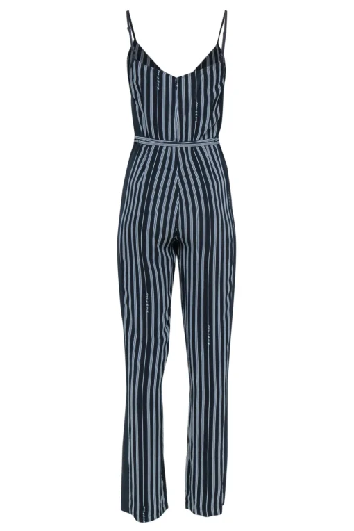 Rag & Bone - Navy & White Striped Sleeveless Jumpsuit w/ Tie Sz 0