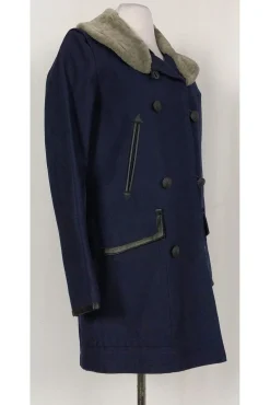 Rag & Bone - Navy w/ Shearling Collar Coat Sz 0
