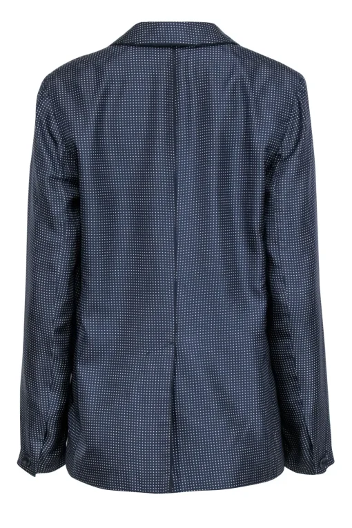 Rag & Bone - Navy w/ White Micro Dot Print Silk Blazer Sz 8