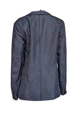 Rag & Bone - Navy w/ White Micro Dot Print Silk Blazer Sz 10