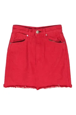 Rag & Bone - Red Denim Raw Hem Miniskirt Sz 23