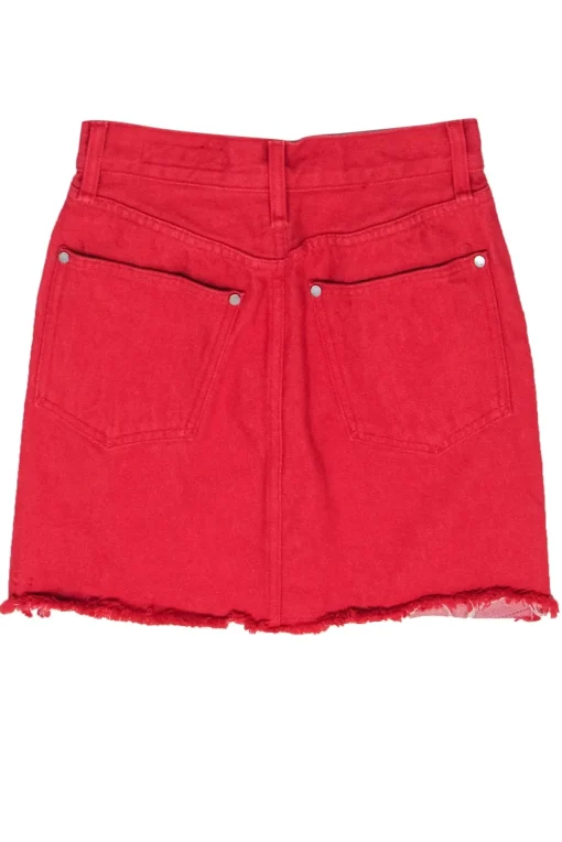 Rag & Bone - Red Denim Raw Hem Miniskirt Sz 23