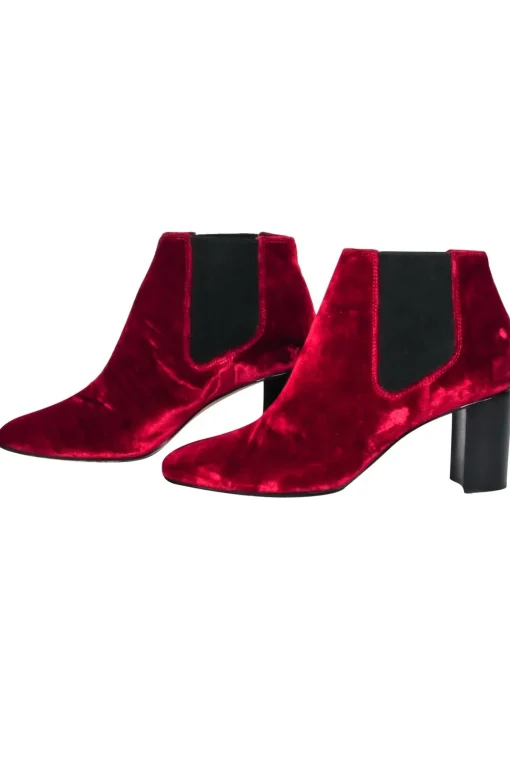 Rag & Bone - Red Velvet w/ Elastic Side Panel Ankle Boots Sz 6