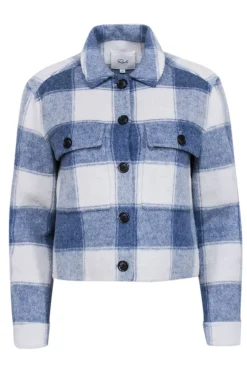 Rails - Blue & Off-White Buffalo Check Wool Blend Cropped Jacket Sz XS