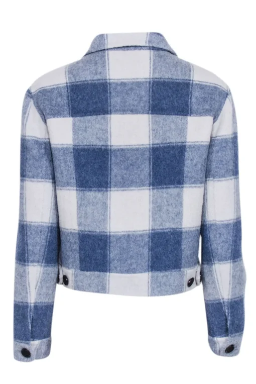 Rails - Blue & Off-White Buffalo Check Wool Blend Cropped Jacket Sz XS