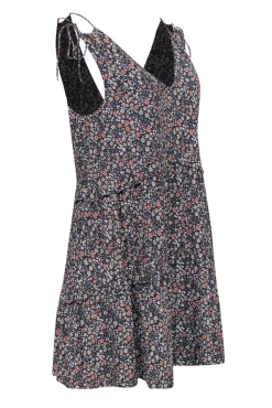 Rails - Grey Tiered Floral Print Mini Dress w/ Tie Shoulder Straps Sz XS
