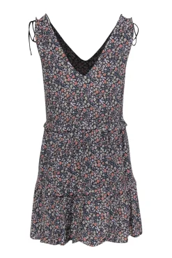 Rails - Grey Tiered Floral Print Mini Dress w/ Tie Shoulder Straps Sz XS
