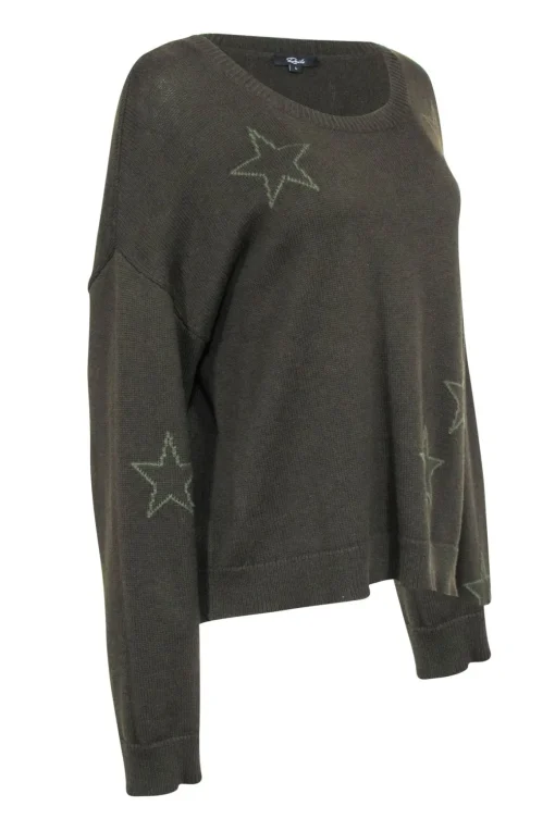 Rails - Olive Scoop Neck Star Sweater Sz L