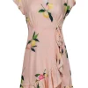Rails - Peach Floral and Fruit Print Wrap Dress Sz S