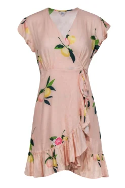 Rails - Peach Floral and Fruit Print Wrap Dress Sz S