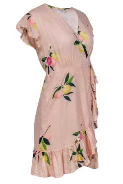 Rails - Peach Floral and Fruit Print Wrap Dress Sz S