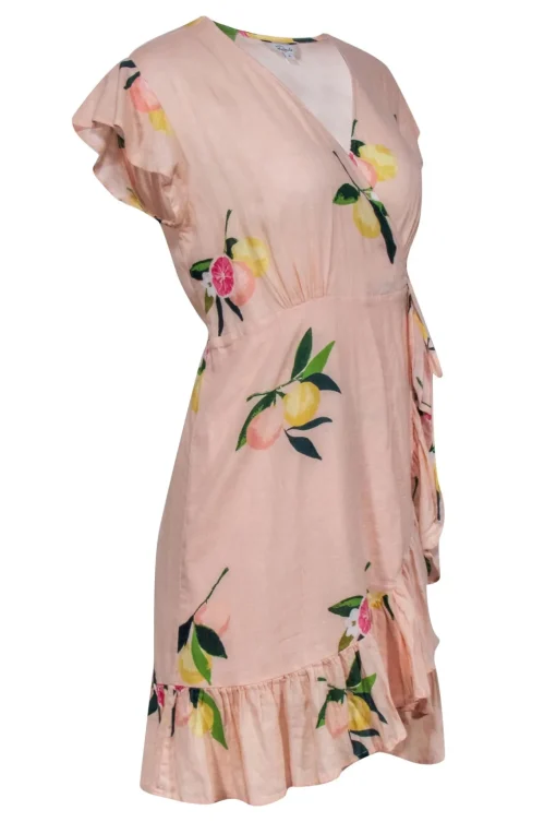 Rails - Peach Floral and Fruit Print Wrap Dress Sz S