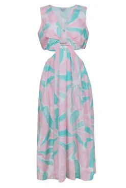 Rails - Pink & Turquoise Print Cut-Out Maxi Dress Sz M