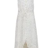 Rails - White & Navy Speckled Sleeveless Button-Up Ruffled Midi Dress Sz S