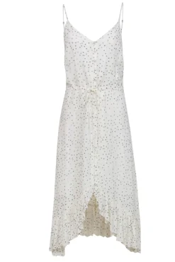Rails - White & Navy Speckled Sleeveless Button-Up Ruffled Midi Dress Sz S