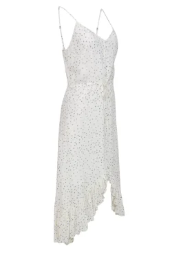 Rails - White & Navy Speckled Sleeveless Button-Up Ruffled Midi Dress Sz S