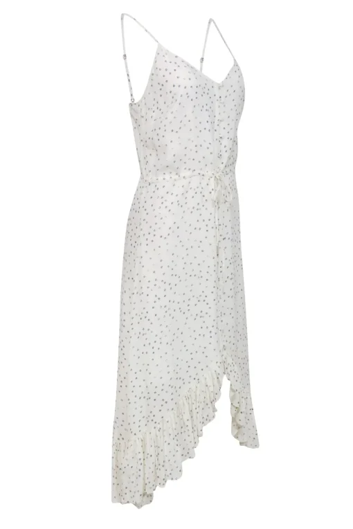 Rails - White & Navy Speckled Sleeveless Button-Up Ruffled Midi Dress Sz S