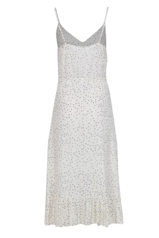Rails - White & Navy Speckled Sleeveless Button-Up Ruffled Midi Dress Sz S