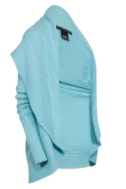 Ralph Lauren - Aqua Blue Open-Front Cashmere Cardigan Sz M