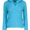 Ralph Lauren - Aqua Blue V-Neck Cable Knit Sz S