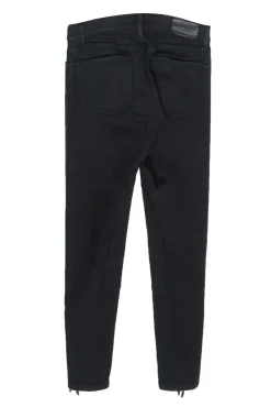 Ralph Lauren - Black High Waisted Skinny Jeans w/ Paneling & Leather Lace-Up Trim Sz 28